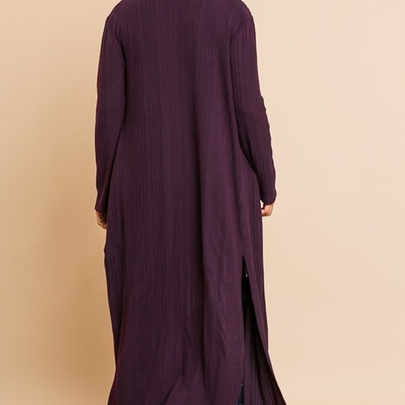Umgee Plum Soft Duster Cardigan Sweater - Picture 4 of 8